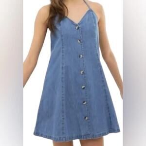 ASOS denim halter mini dress, size US14